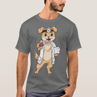 Dog als arts met pillen en notitieblok t-shirt