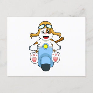 Dog als Biker met Scooter.PNG Briefkaart