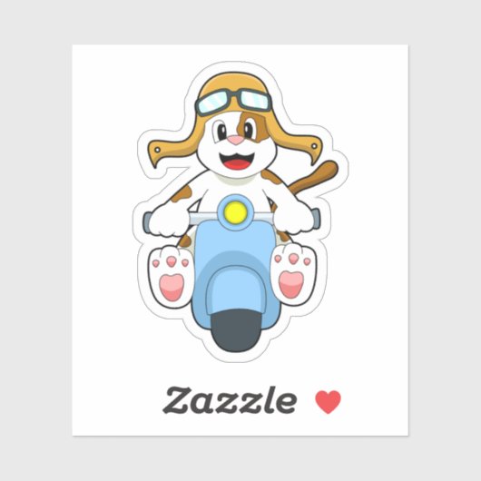 Dog als Biker met Scooter.PNG Sticker (Vel)