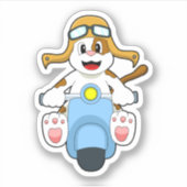 Dog als Biker met Scooter.PNG Sticker (Voorkant)