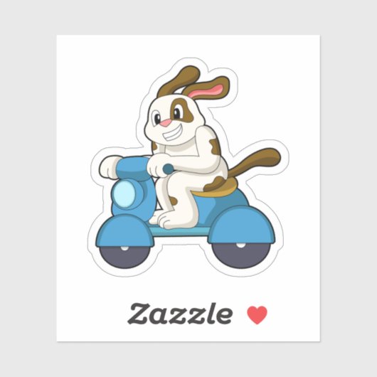 Dog als Biker met Scooter.PNG Sticker (Vel)