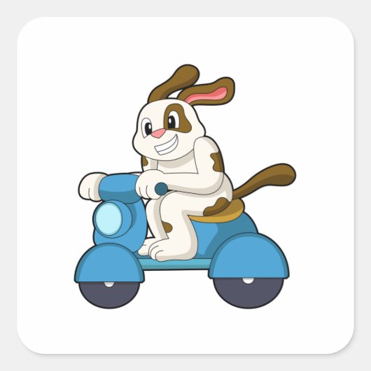 Dog als Biker met Scooter.PNG Vierkante Sticker (Voorkant)
