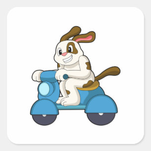 Dog als Biker met Scooter.PNG Vierkante Sticker