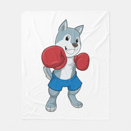 Dog als Boxer met Boxing-handschoenen Fleece Deken (Voorkant)