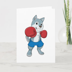 Dog als Boxer met Boxing-handschoenen Kaart