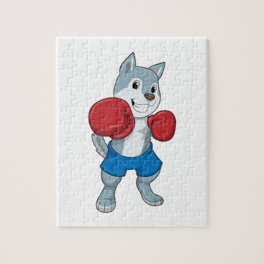 Dog als Boxer met Boxing-handschoenen Legpuzzel (Verticaal)