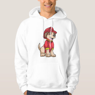 Dog als brandweerman met brandhelm hoodie