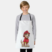 Dog als brandweerman met brandhelm schort (Gedragen)