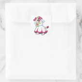 Dog als Bride met bruiloft-jurk en bloemen Vierkante Sticker (Tas)