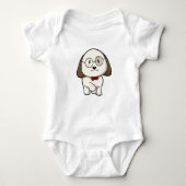 Dog als bruin met Stropdas en bril Romper (Voorkant)