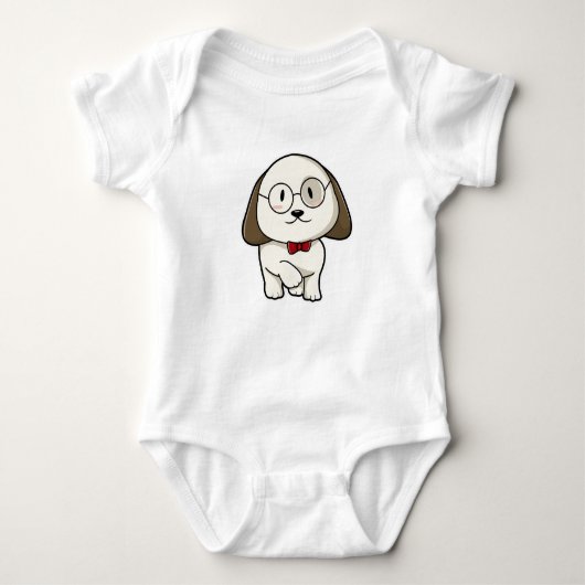 Dog als bruin met Stropdas en bril Romper (Voorkant)