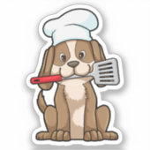 Dog als Cook met Chef's pet & Spatula Sticker (Voorkant)