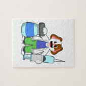 Dog als dokter met spuit legpuzzel (Horizontaal)