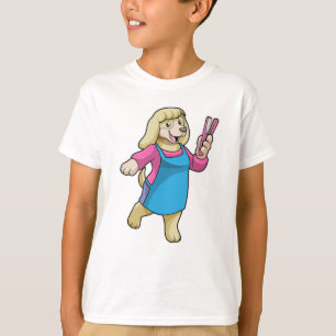 Dog als Hairdresser met Comb T-shirt
