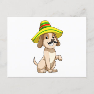 Dog als Mexicaan met pet van riet Briefkaart