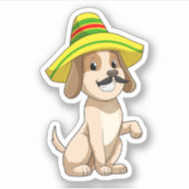 Dog als Mexicaan met pet van riet Sticker (Voorkant)