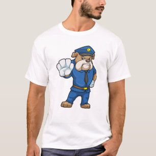 Dog als politieagent met politieuniform t-shirt