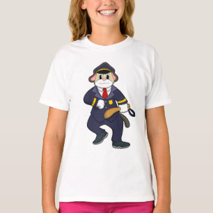 Dog als politieagent met politieuniform t-shirt