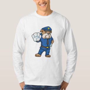 Dog als politieagent met politieuniform t-shirt