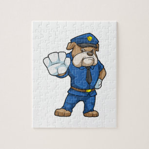 Dog als politieagent met uniform legpuzzel