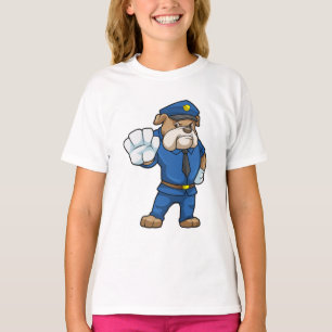 Dog als politieagent met uniform t-shirt
