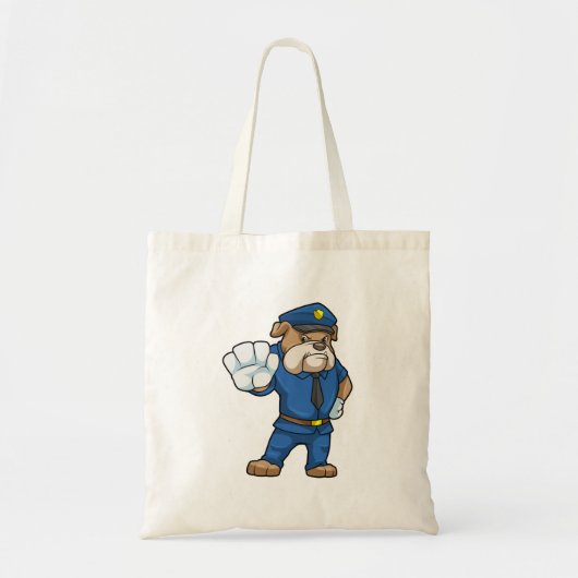 Dog als politieagent met uniform tote bag (Voorkant)