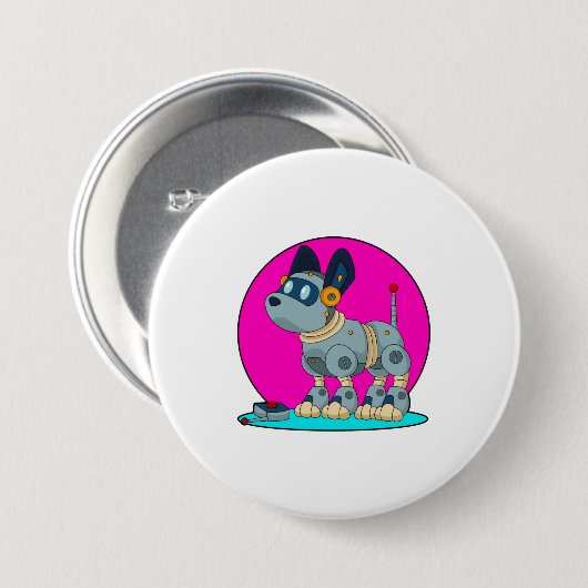 Dog als Robot Ronde Button 7,6 Cm (Voorkant /achterkant)