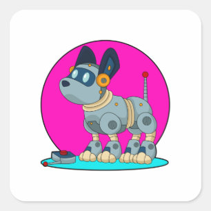Dog als Robot Vierkante Sticker