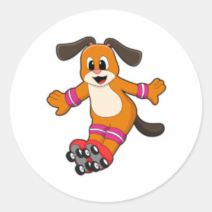 Dog als Skater met gealigneerde schaatsen Ronde Sticker