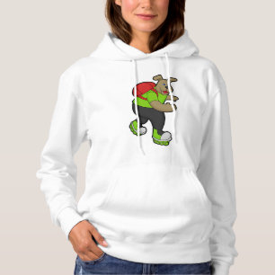 Dog als Skater met gealigneerde schaatsen & rugzak Hoodie
