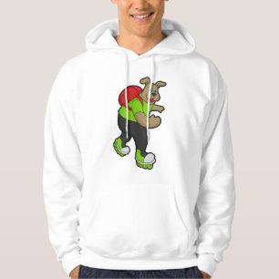 Dog als Skater met gealigneerde schaatsen & rugzak Hoodie
