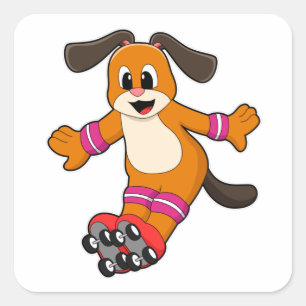 Dog als Skater met gealigneerde schaatsen Vierkante Sticker