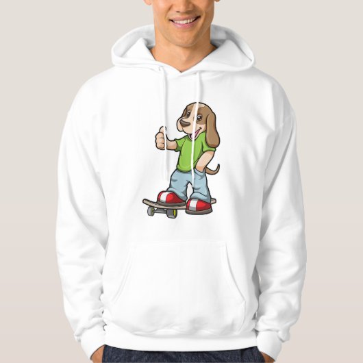Dog als Skater met Skateboard Hoodie (Voorkant)