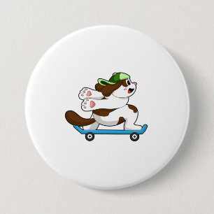 Dog als Skater met Skateboard Ronde Button 7,6 Cm