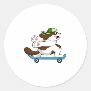 Dog als Skater met Skateboard Ronde Sticker