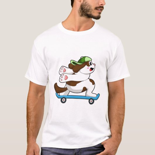 Dog als Skater met Skateboard T-shirt (Voorkant)