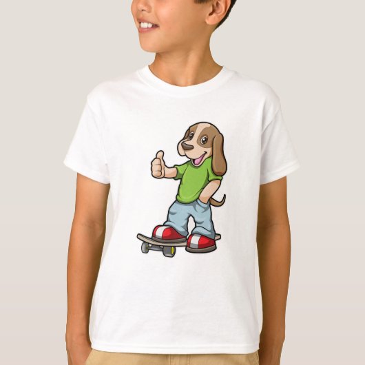 Dog als Skater met Skateboard T-shirt (Voorkant)