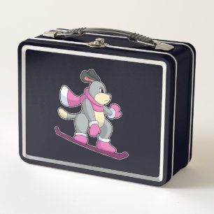Dog als Snowboarder met Sonowboard