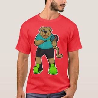 Dog als Tennis-speler met Tennis-racket T-shirt