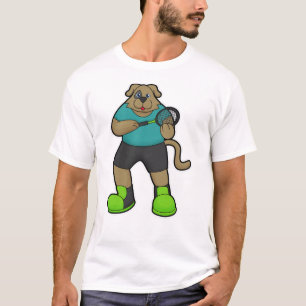 Dog als Tennis-speler met Tennis-racket T-shirt