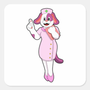 Dog als verpleegster vierkante sticker