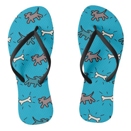 Dog and Bone Graffiti Style Blue flip flop 3 (Voetbed)