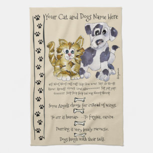 Dog and Cat Cartoon citeert keukenhanddoeken