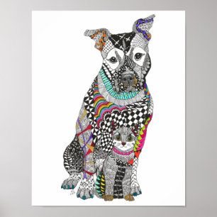 Dog and Cat Guardian Angel Poster - 11 x14 inch