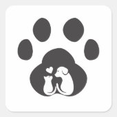 Dog and Cat Paw Love Design Sticker (Devant)