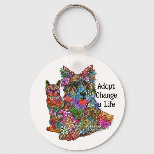 Dog and Cat Pet Adoption Keychain (Voorkant)