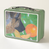 Dog and orange metal lunch box (Dos)