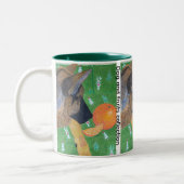 Dog and orange Two-Tone coffee mug (Gauche)