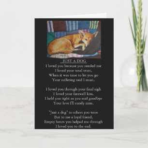 Dog and Pet Sympathy Origineel gedicht Kaart