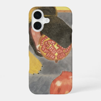 Dog and pomegranate phone case iPhone 16 hoesje